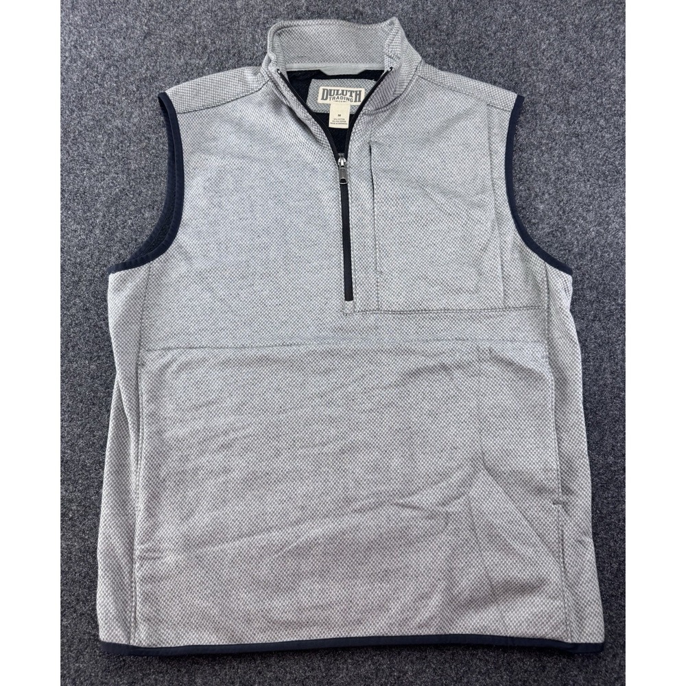 Duluth Trading Co Quarter Zip Vest Gray Mens M Sleeveless Pullover